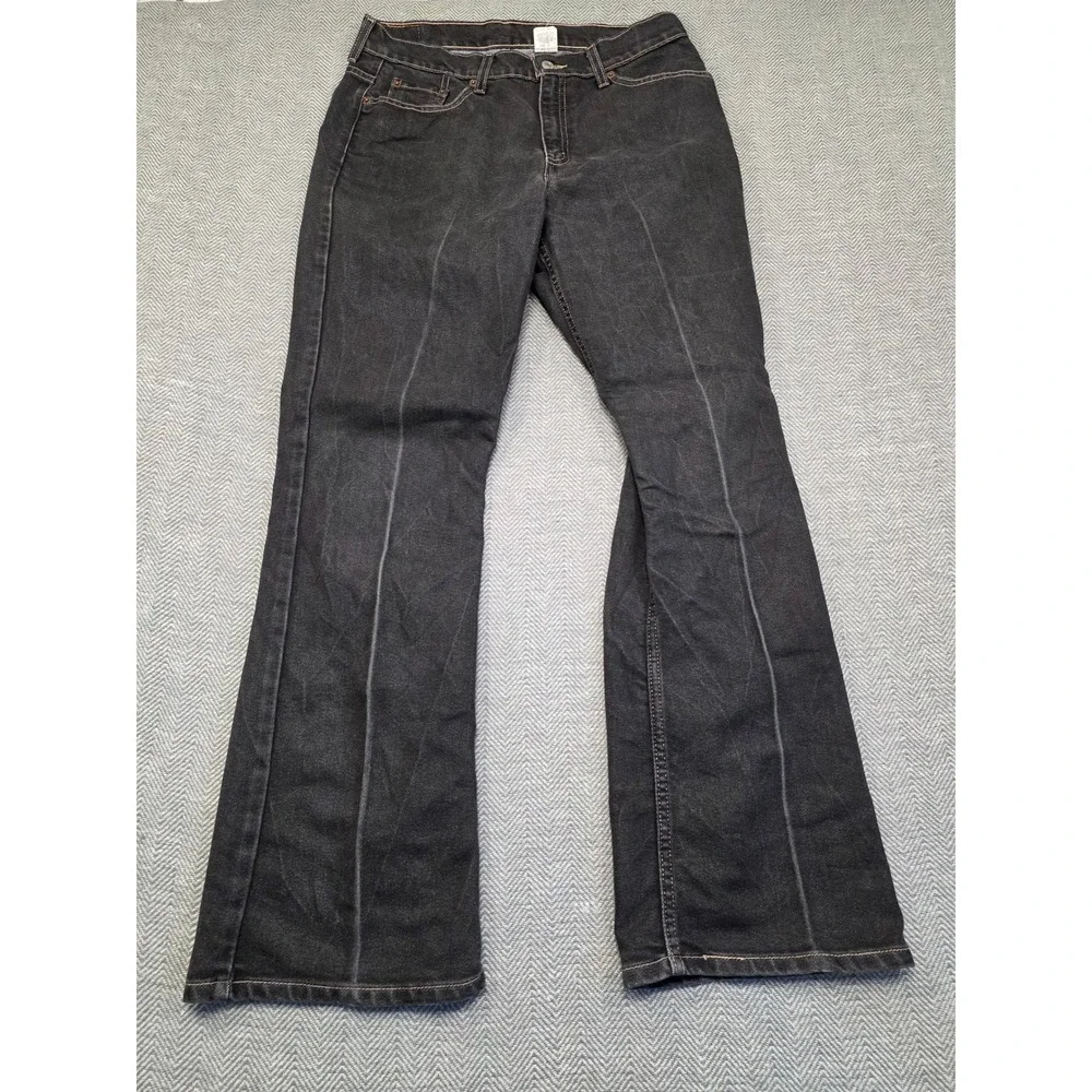 Levis 515 Boot Cut Lower Rise Jeans Black Denim Womens‎ 12M Dark Wash 0402